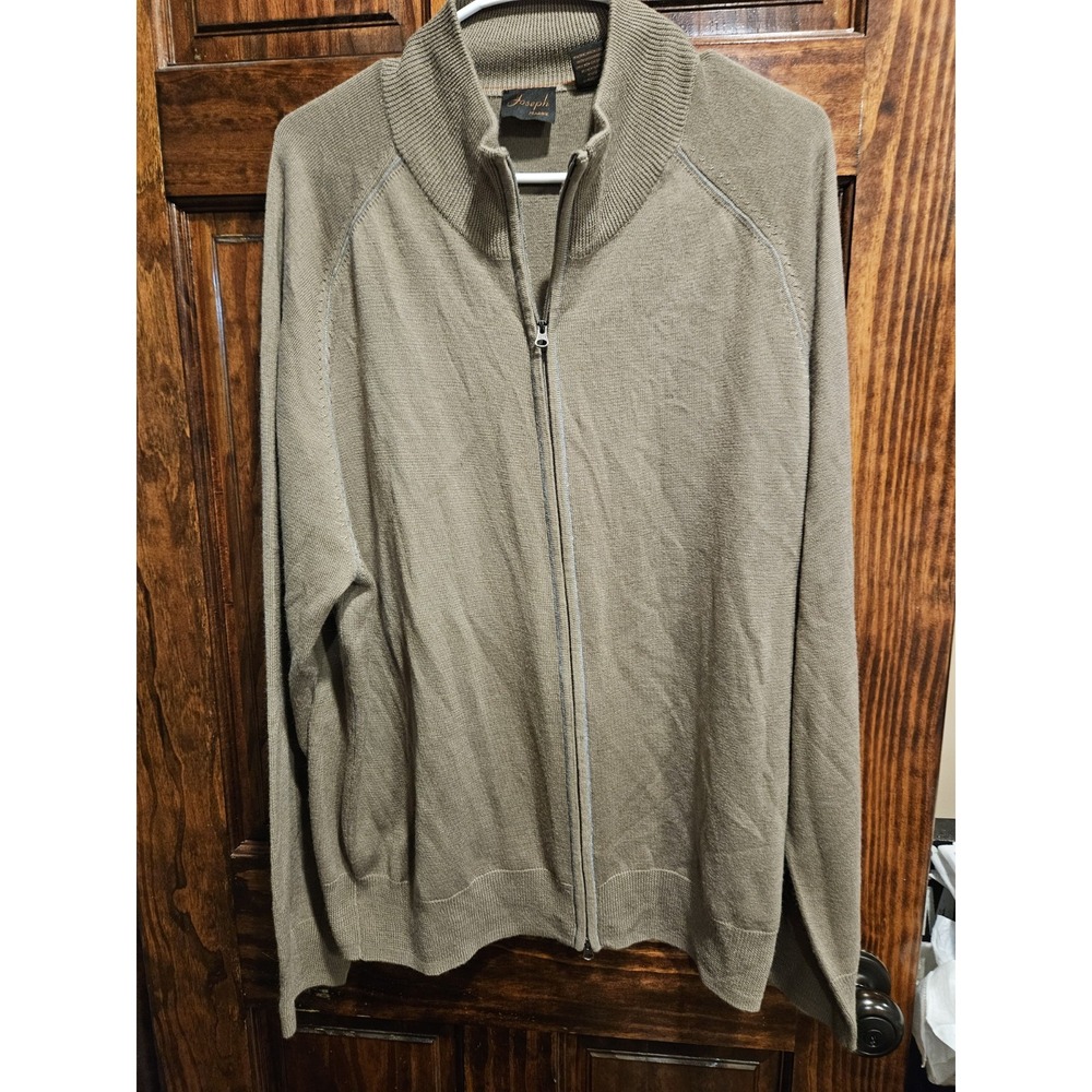 Jos A Bank Joseph Men Dress Jacket Sweater Merino Wool Blend XXL Beige Full Zip